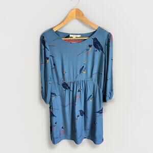 Boden Sophia Dress Women’s 10R Bird Print Tunic Whimsical Playful Retro Inspired